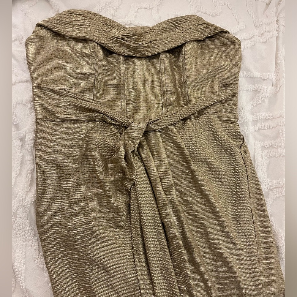 Showpo Adrie gold strapless midi dress, great condition worn once